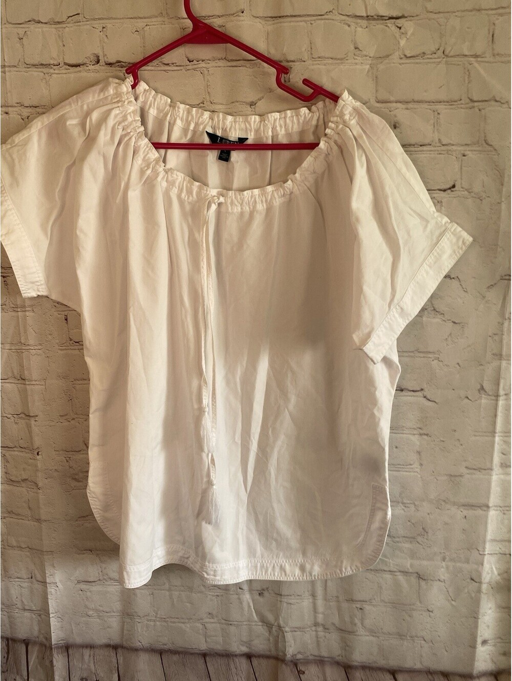 Lauren Ralph Lauren Womens Elsa Top Organic Cotton Medium White